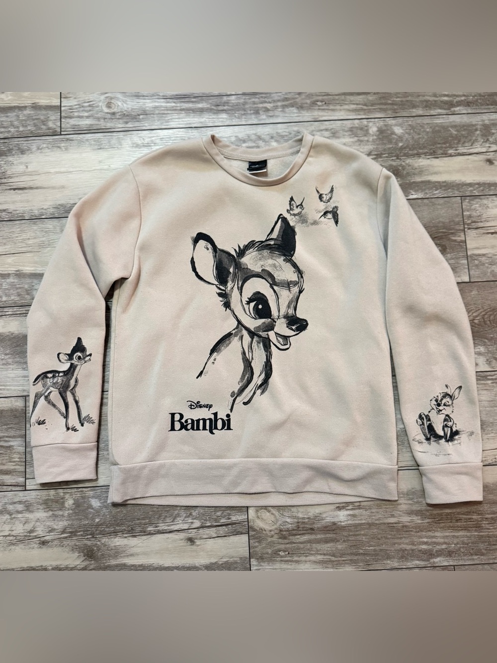Women’s Disney Bambi Graphic Pullover in Light Beige size Medium
